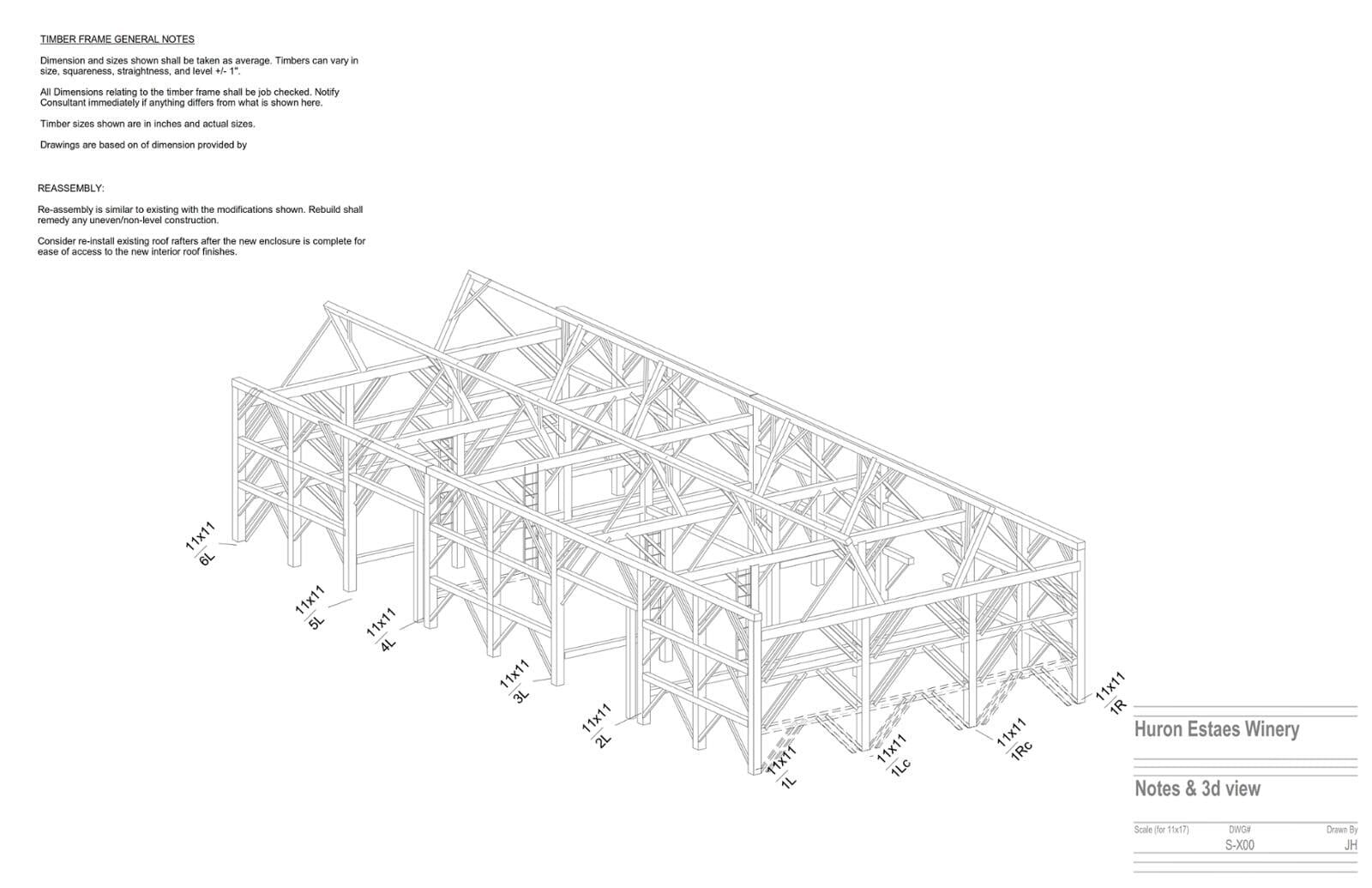 3D CAD model of a timber frame